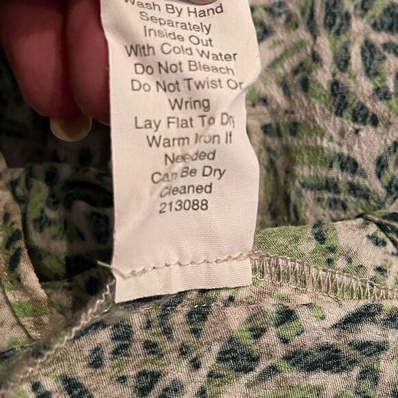 Cabi Womens Green Leaf Print 3/4 Sleeve V Neck Faux Wrap Dress - Picture 11 of 11